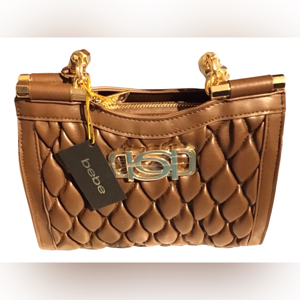 Bebe Sena  sm Satchel Crossbody in Chocolate Quilted Gold Hardware NWT